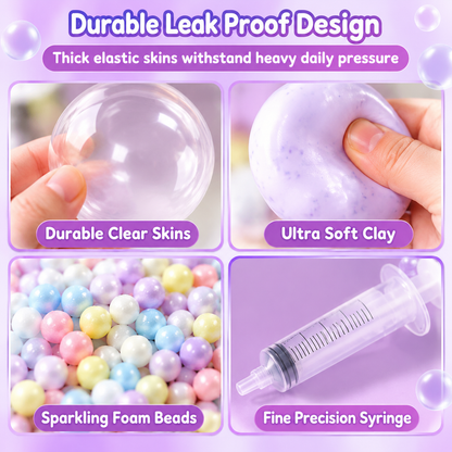 🧪DIY Squeeze Ball Making Kit – mix colorful clay & sparkling fillers, leak-proof slow-rising fun. No-mess craft for kids! 🎨✅
