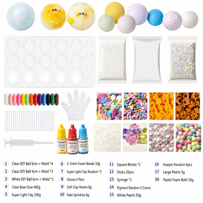🧪DIY Squeeze Ball Making Kit – mix colorful clay & sparkling fillers, leak-proof slow-rising fun. No-mess craft for kids! 🎨✅