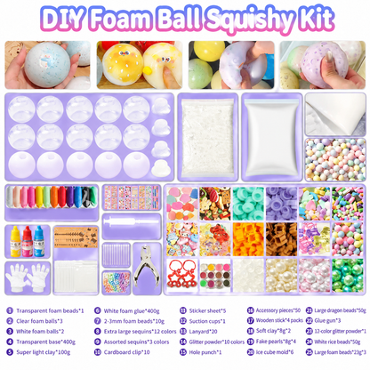 🧪DIY Squeeze Ball Making Kit – mix colorful clay & sparkling fillers, leak-proof slow-rising fun. No-mess craft for kids! 🎨✅